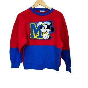 Vintage Sunday Comics Mickey‎ Mouse 1980's Tufted Sweatshirt Women’s Sz Medium